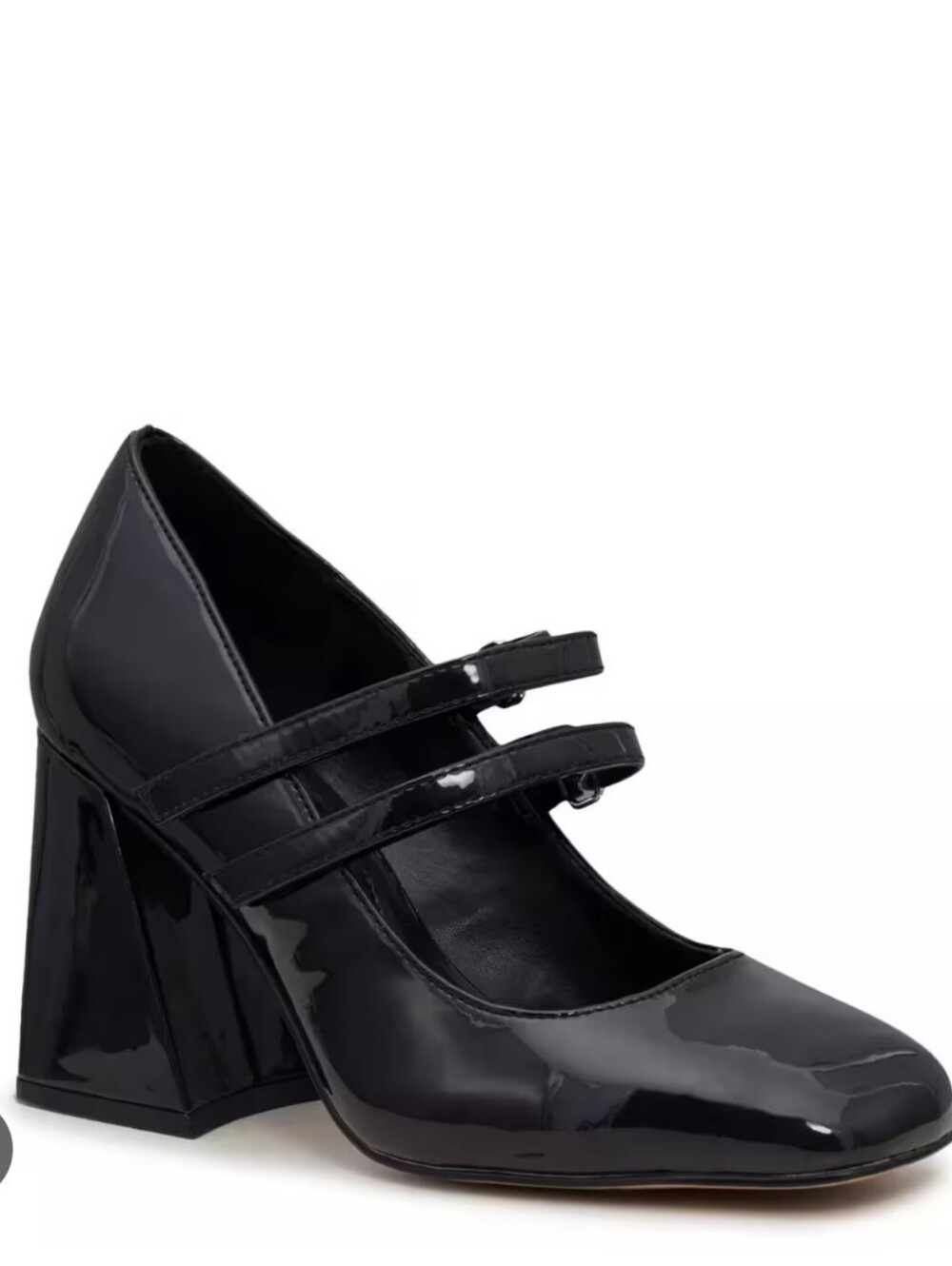 Mix No. 6 Black Patent Mary Jane Block Heel Shoes - size 6W